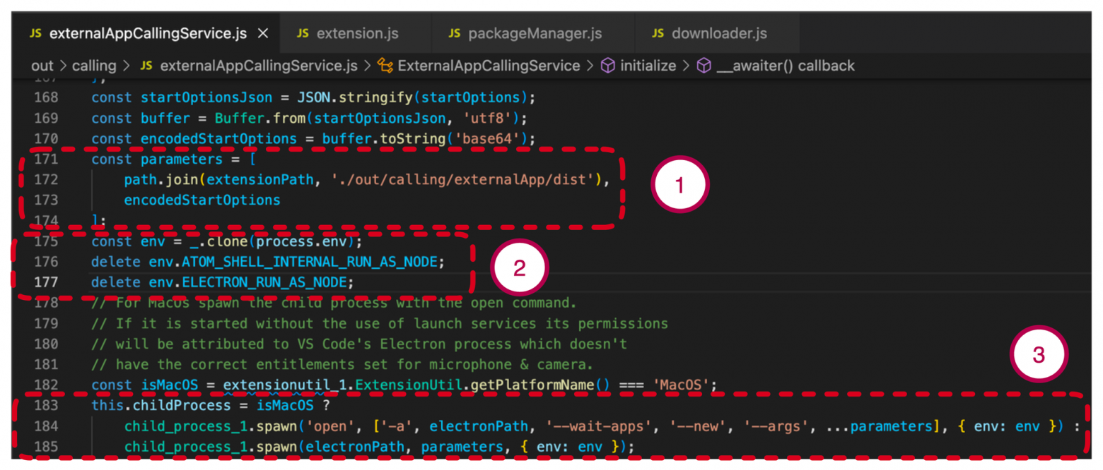 Файл externallAppCallingService, который отвечает за запуск электрона